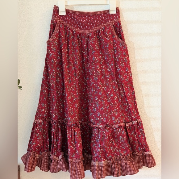 Vintage Gunne Sax Red Floral A-Line Skirt - Picture 6 of 6